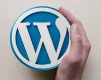 WordPress Logo held up in a hand